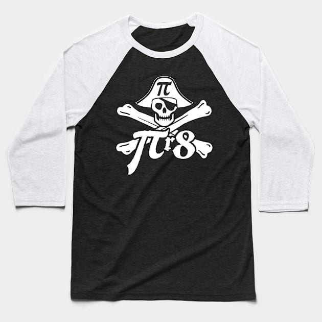 Pir8 Pirate Pi 3.14 Pi Day Math Geek Gift Skull Crossbones Baseball T-Shirt by andzoo